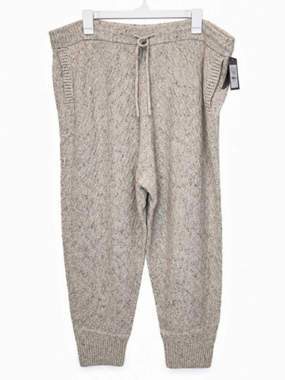 auden Women's Cashfeel Cable Knit Jogger Pants Beige